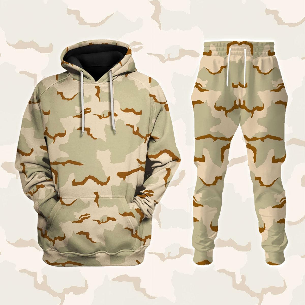 American Desert Combat Uniform (DCU) Camo Costume Hoodie Sweatshirt T-Shirt Sweatpants