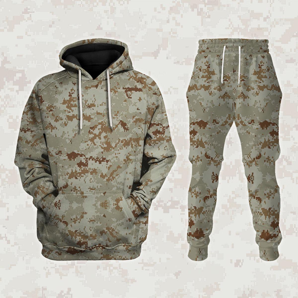 American Marine Pattern Desert Camo Costume Hoodie Sweatshirt T-Shirt Tracksuit