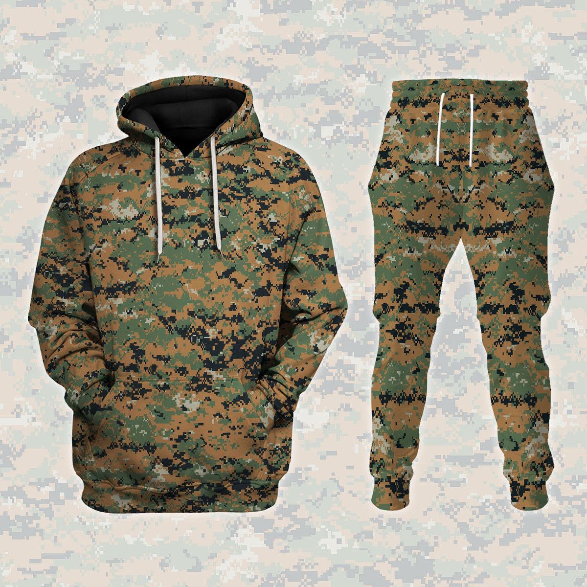 American MARPAT Marine pattern Woodland Camo Costume Hoodie Sweatshirt T-Shirt Tracksuit