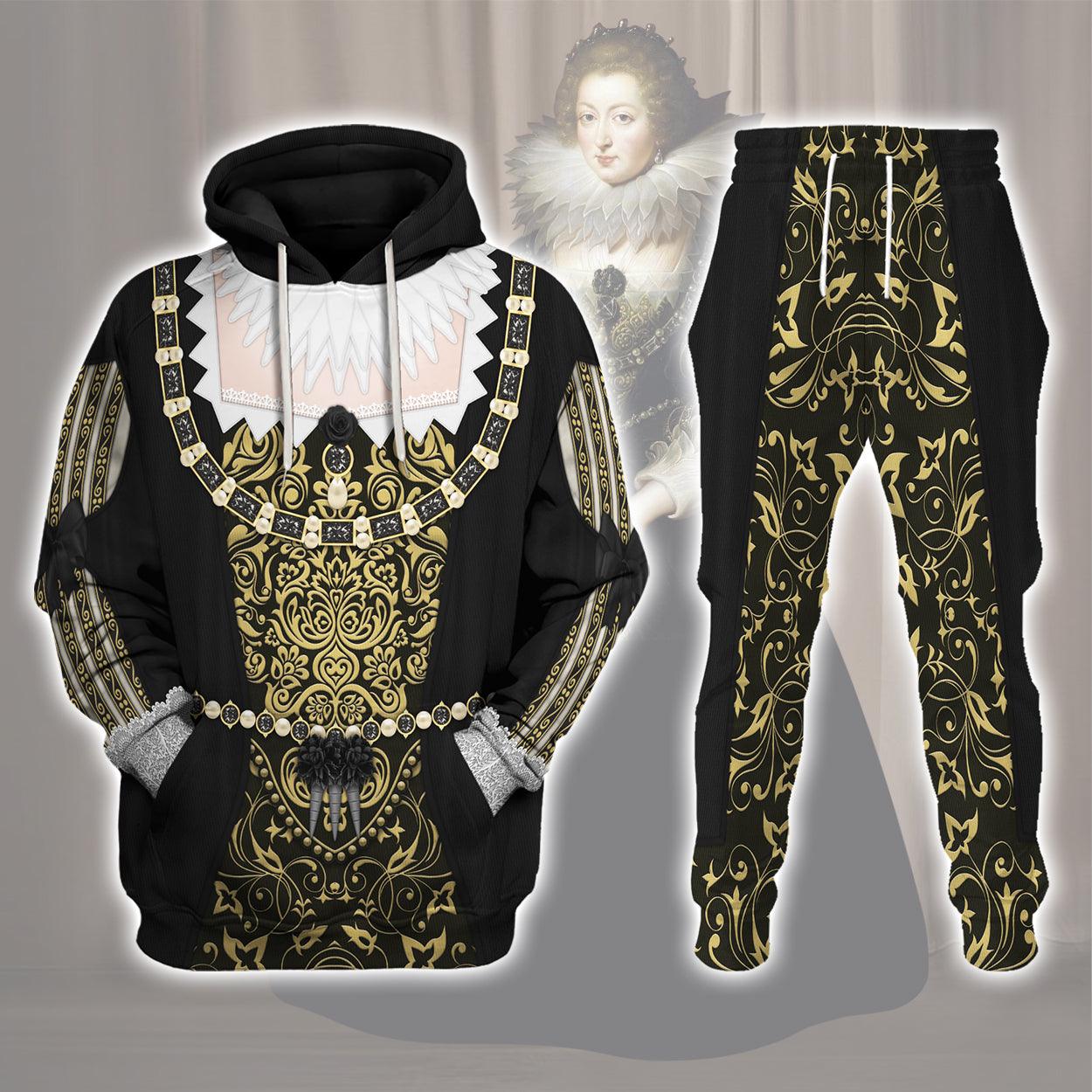 Anne of Austria, Queen of France in Coronation Robes Costume All Over Print Hoodie Sweatshirt T-Shirt Tracksuit