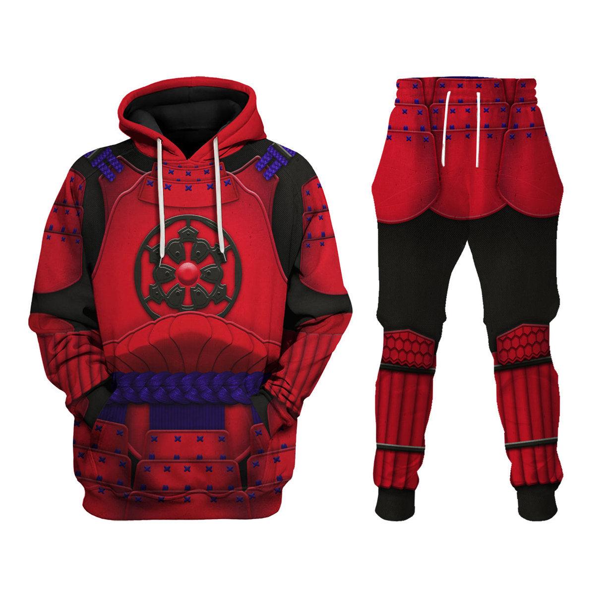 Ashigaru Red Akazonae Koyal Guard Costume Hoodie Sweatshirt T-Shirt Sweatpants