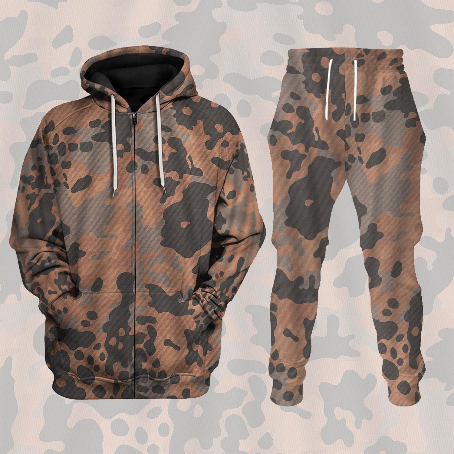 Eichenlaubmuster (Oak leaf A) World War II German Camo Pattern Hoodie Sweatshirt T-Shirt Tracksuit