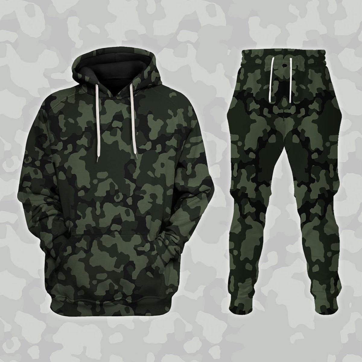 Flecktarn Darkgreen Camo Costume Hoodie Sweatshirt T-Shirt Tracksuit