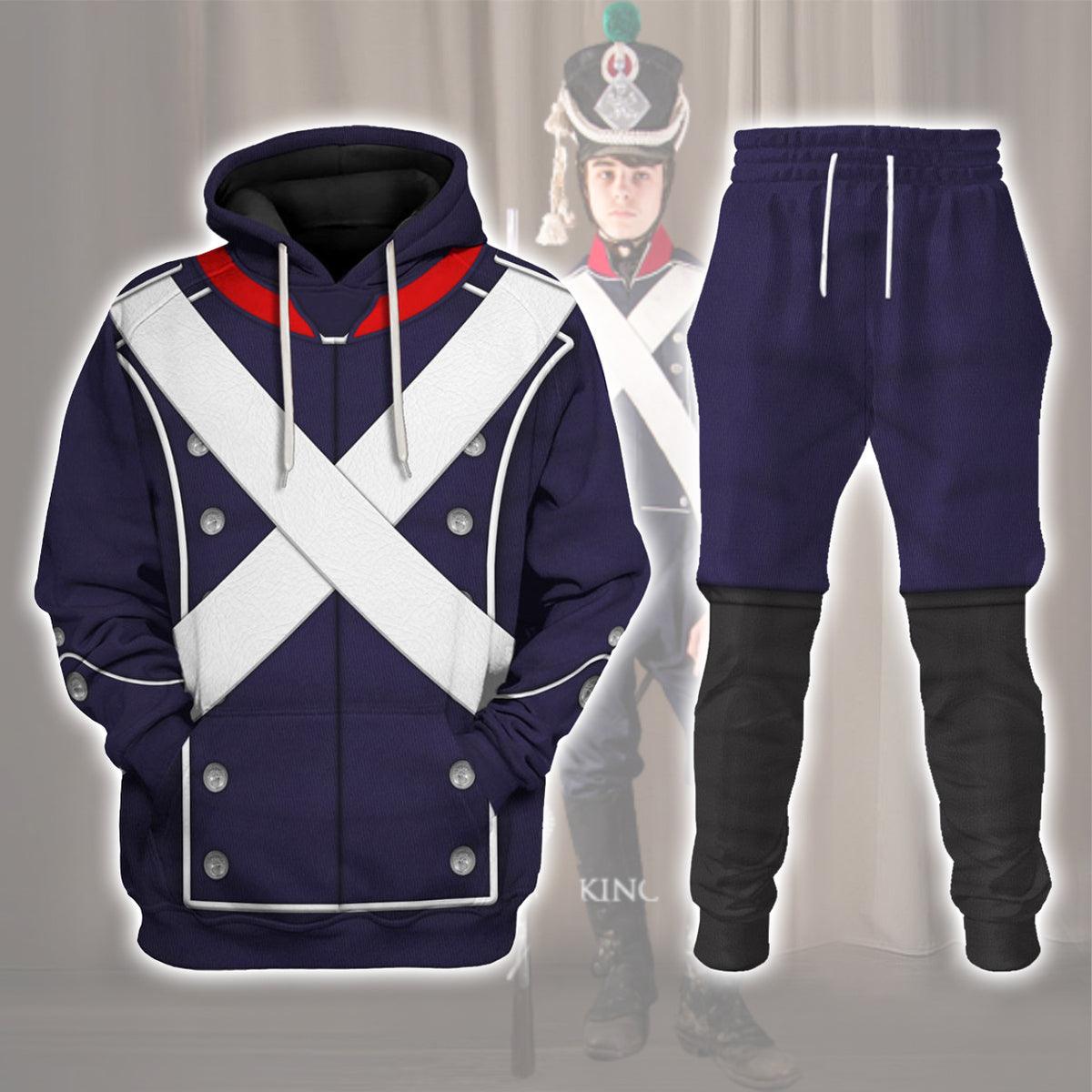 French Light Infantry-1812-1815 Uniform All Over Print Hoodie Sweatshirt T-Shirt Tracksuit