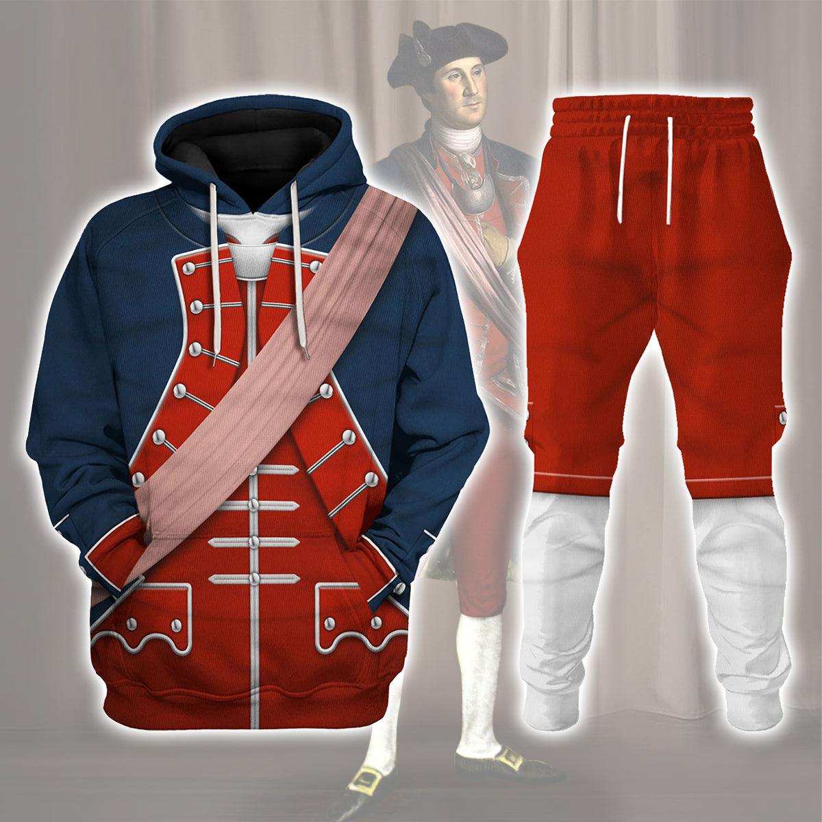 George Washington In Uniform As Colonel Uniform All Over Print Hoodie Sweatshirt T-Shirt Tracksuit