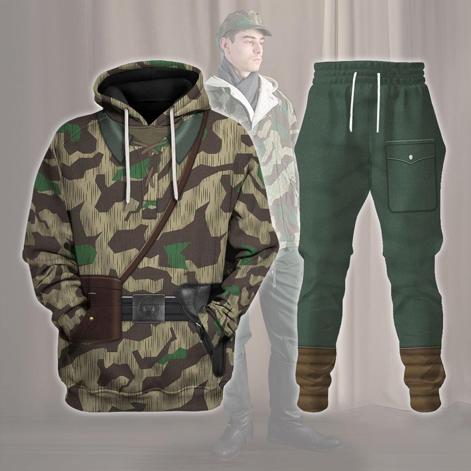 German Army Splinter Camouflage-White Reversible Jacket 1943-1945 Costume Hoodie Sweatshirt T-Shirt Tracksuit