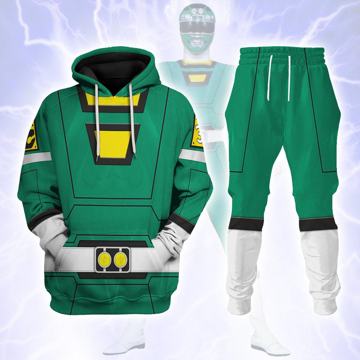 Green Power Rangers Turbo Hoodies Sweatshirt T-shirt Hawaiian Tracksuit