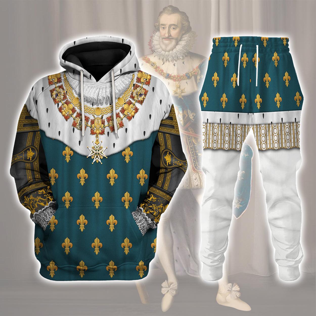 Henry IV of France in Coronation Robes Costume All Over Print Hoodie Sweatshirt T-Shirt Tracksuit