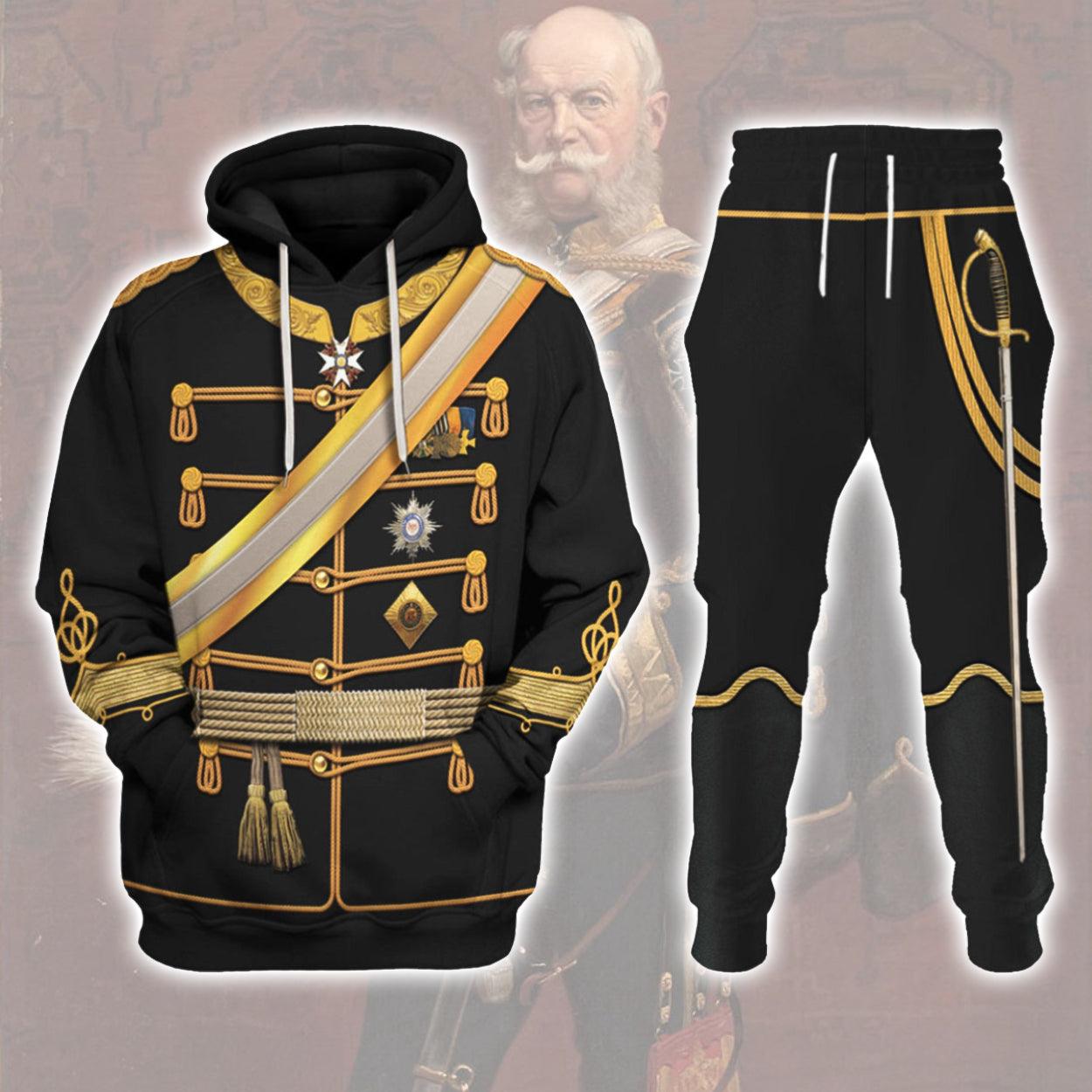 Kaiser Wilhelm I in a Hussar’s Uniform German Emperor Costume Hoodie Sweatshirt T-Shirt Tracksuit