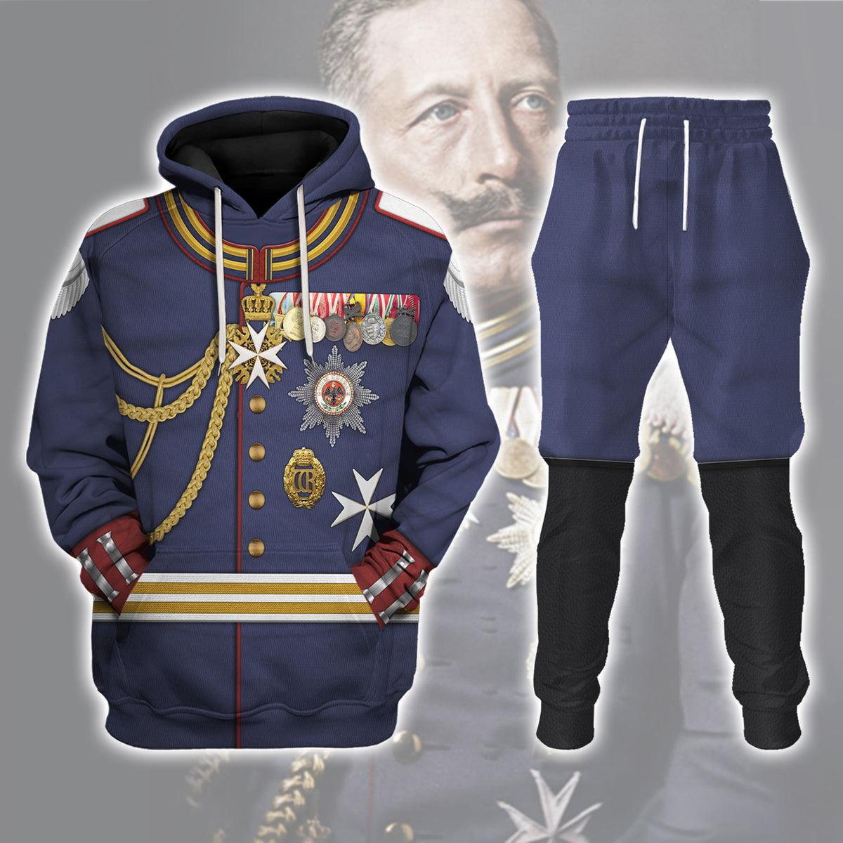 Kaiser Wilhelm II Military Uniform German Emperor Costume Hoodie Sweatshirt T-Shirt Tracksuit