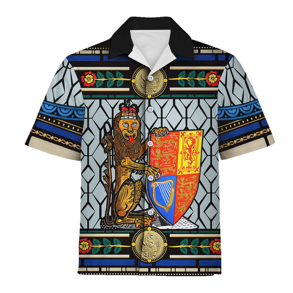 Lion of England Stained Glass Hawaiian Shirt Polo Shirt