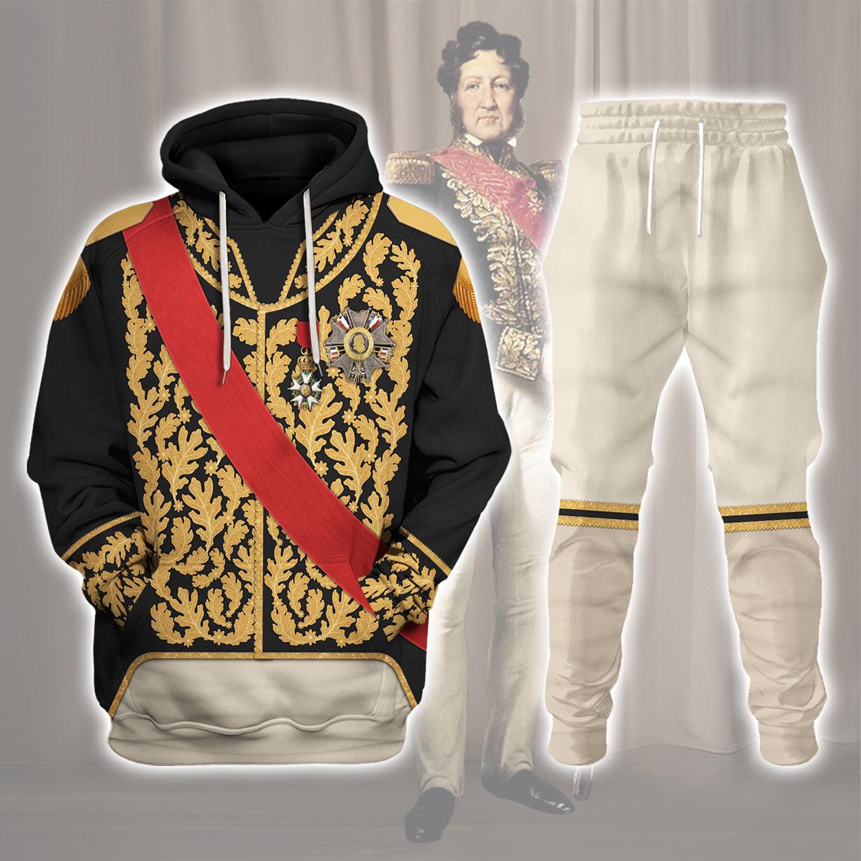 Louis Philippe I of France in Coronation Robes Uniform All Over Print Hoodie Sweatshirt T-Shirt Tracksuit