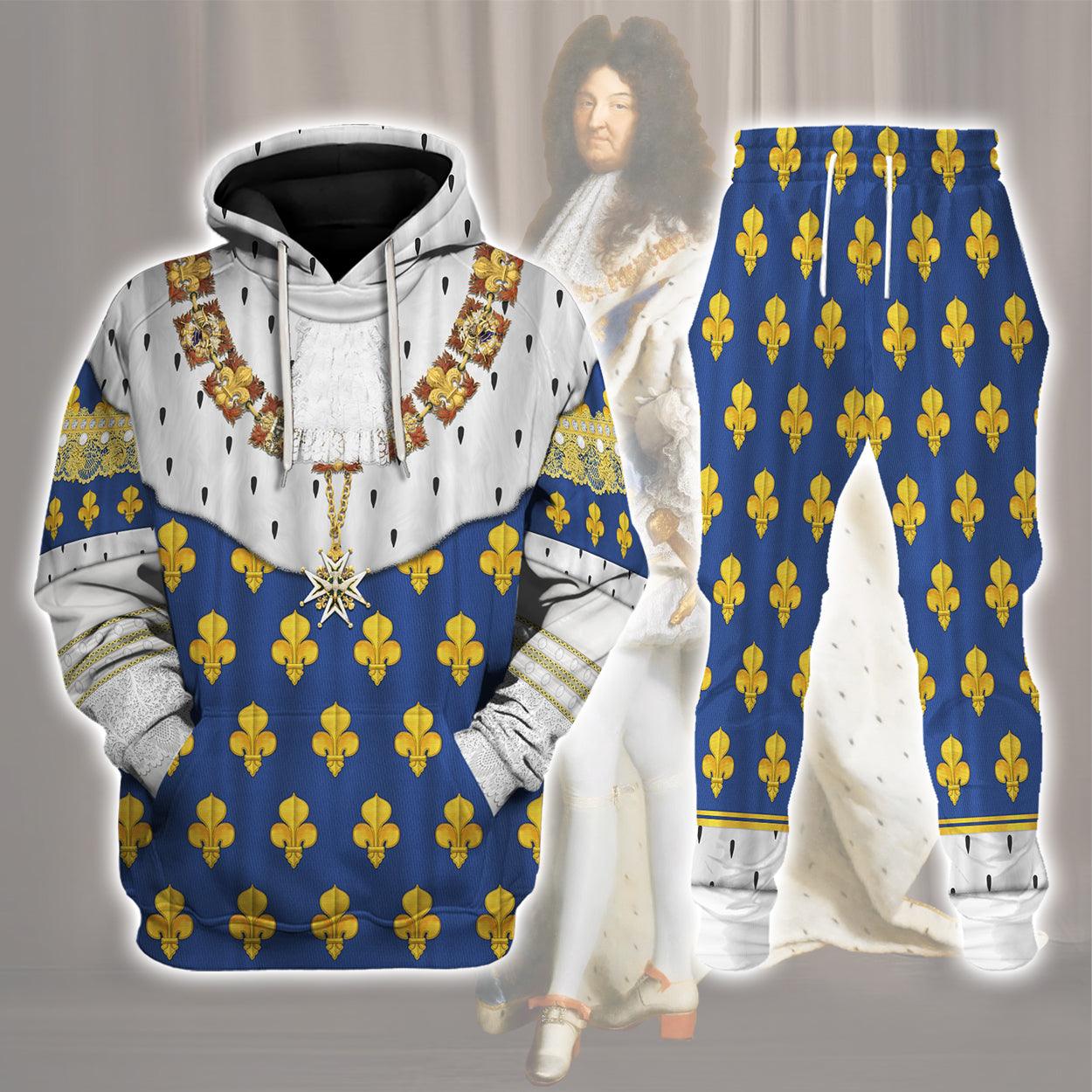 Louis XIV of France in Coronation Robes Costume All Over Print Hoodie Sweatshirt T-Shirt Tracksuit