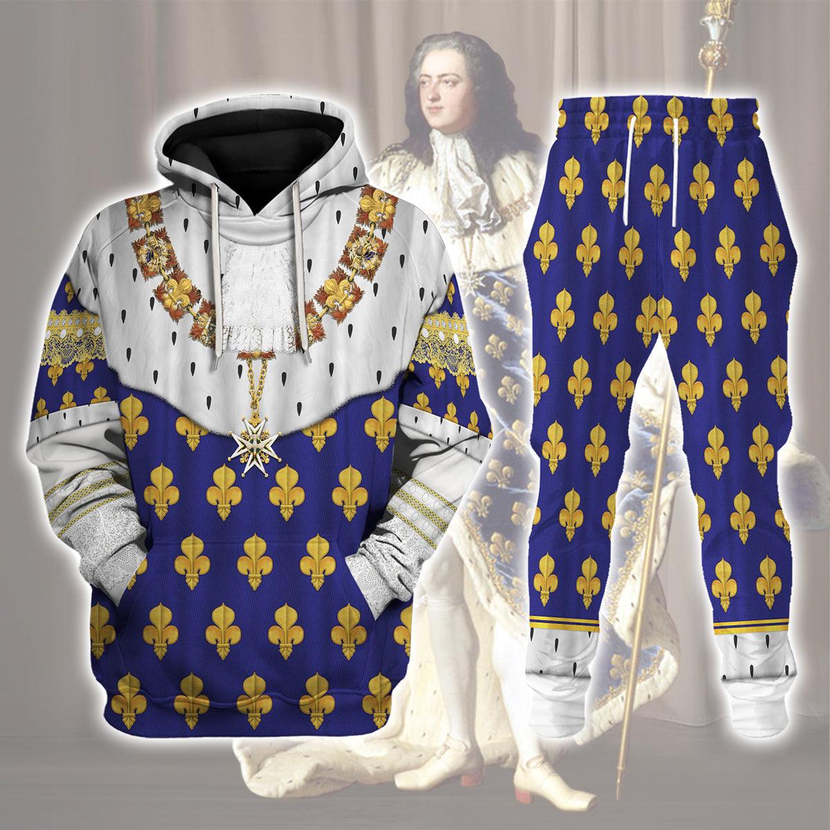 Louis XV of France in Coronation Robes Costume All Over Print Hoodie Sweatshirt T-Shirt Tracksuit