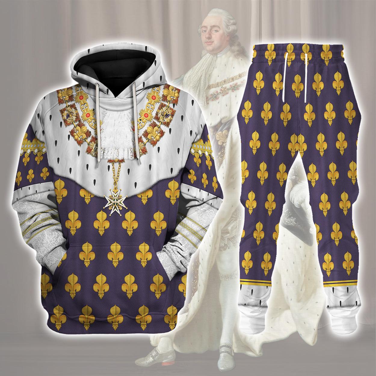 Louis XVI of France in Coronation Robes Costume All Over Print Hoodie Sweatshirt T-Shirt Tracksuit