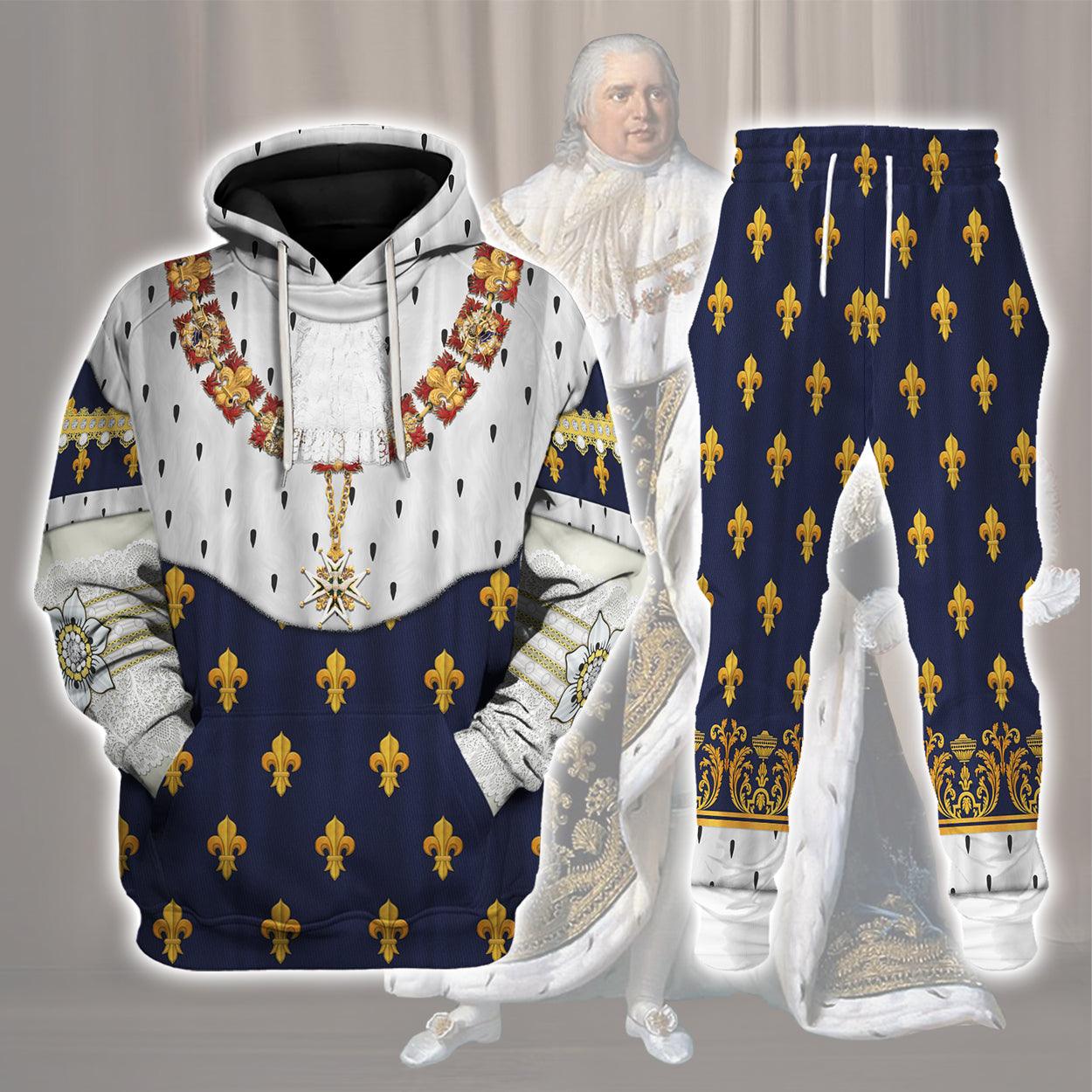 Louis XVIII of France in Coronation Robes Costume All Over Print Hoodie Sweatshirt T-Shirt Tracksuit