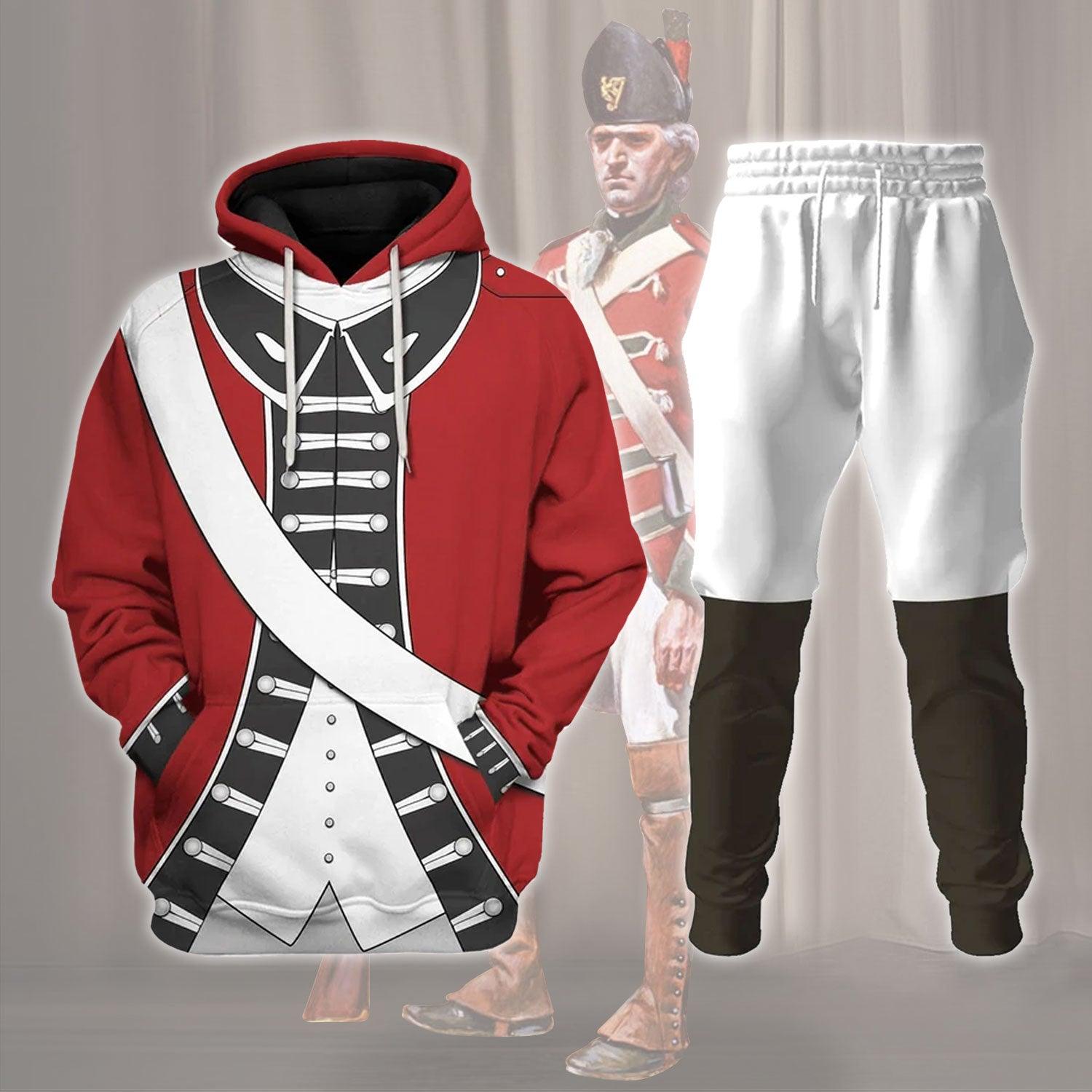 Loyalist Redcoat American Revolutionary War Costume Hoodie Sweatshirt T-Shirt Tracksuit