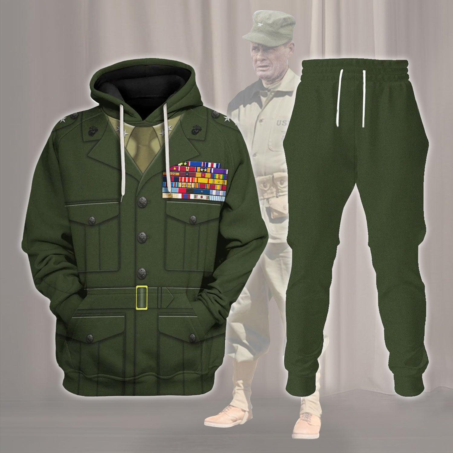 Lt. General Lewis B. Chesty Puller Costume Hoodie Sweatshirt T-Shirt Tracksuit