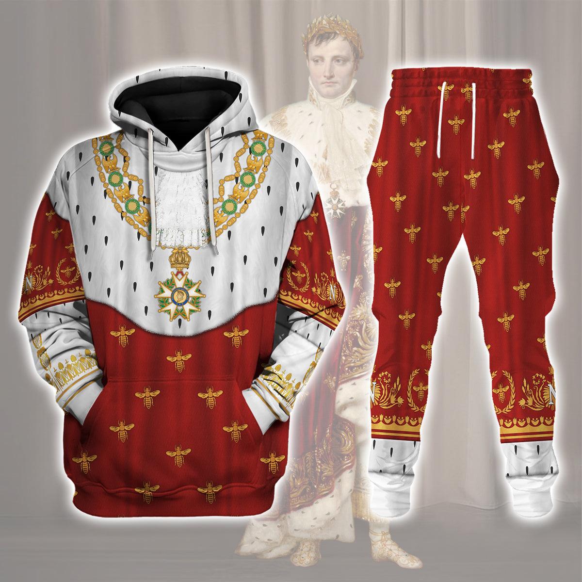 Napoleon I in Coronation Robes Costume All Over Print Hoodie Sweatshirt T-Shirt Tracksuit