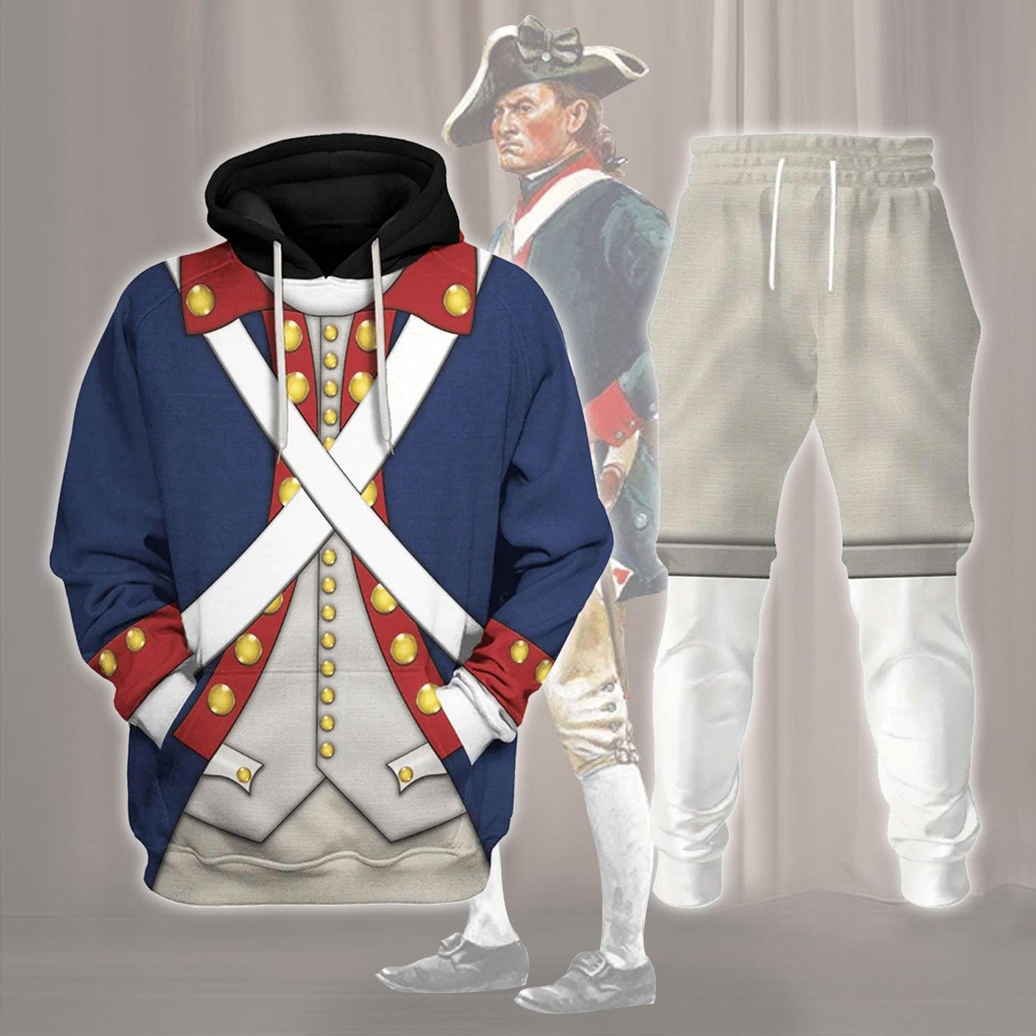 Patriot Soldier in American Revolution Costume Hoodie Sweatshirt T-Shirt Tracksuit