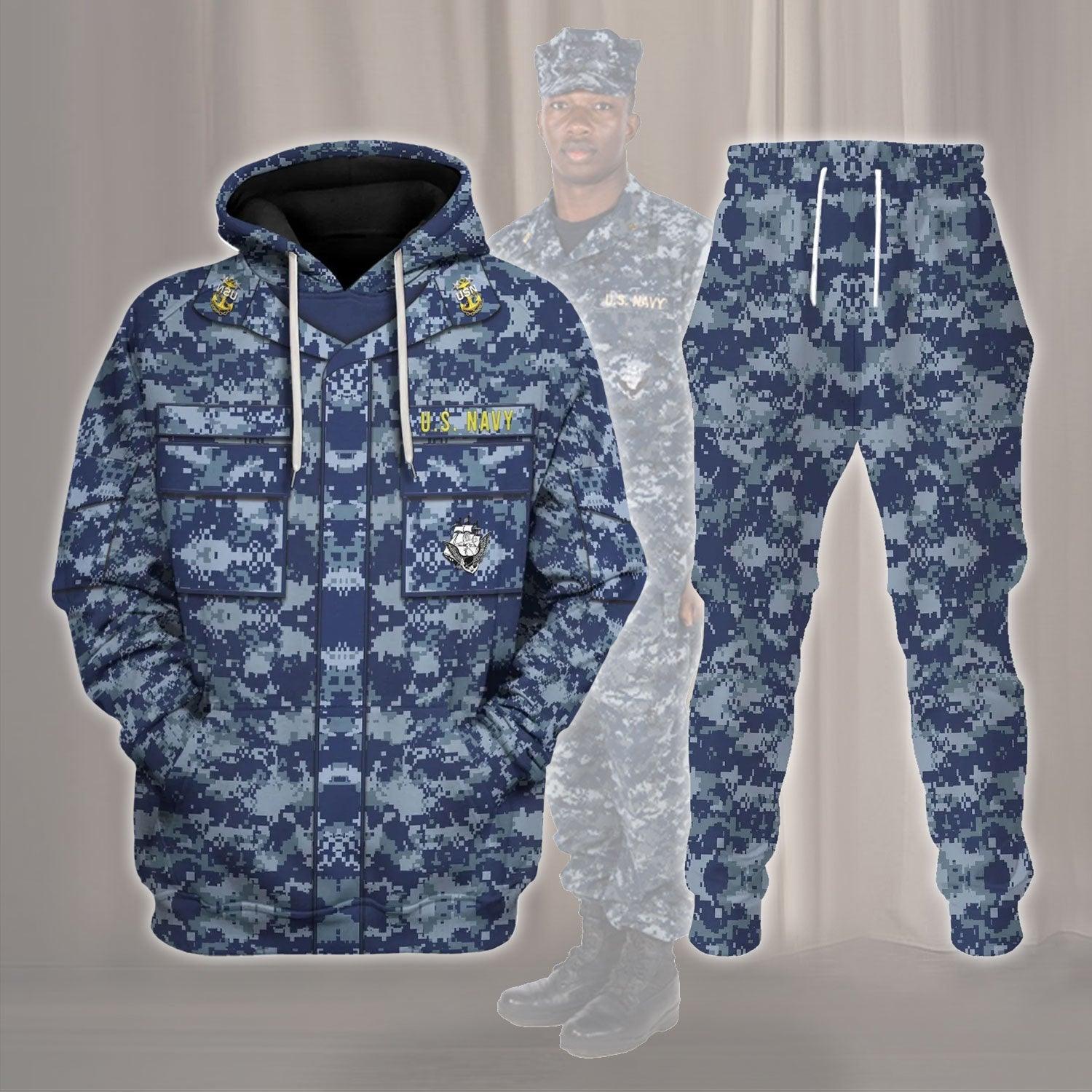 Personalized Rank and Branches United States Navy Working Uniform Type I Costume Hoodie Sweatshirt T-Shirt Tracksuit