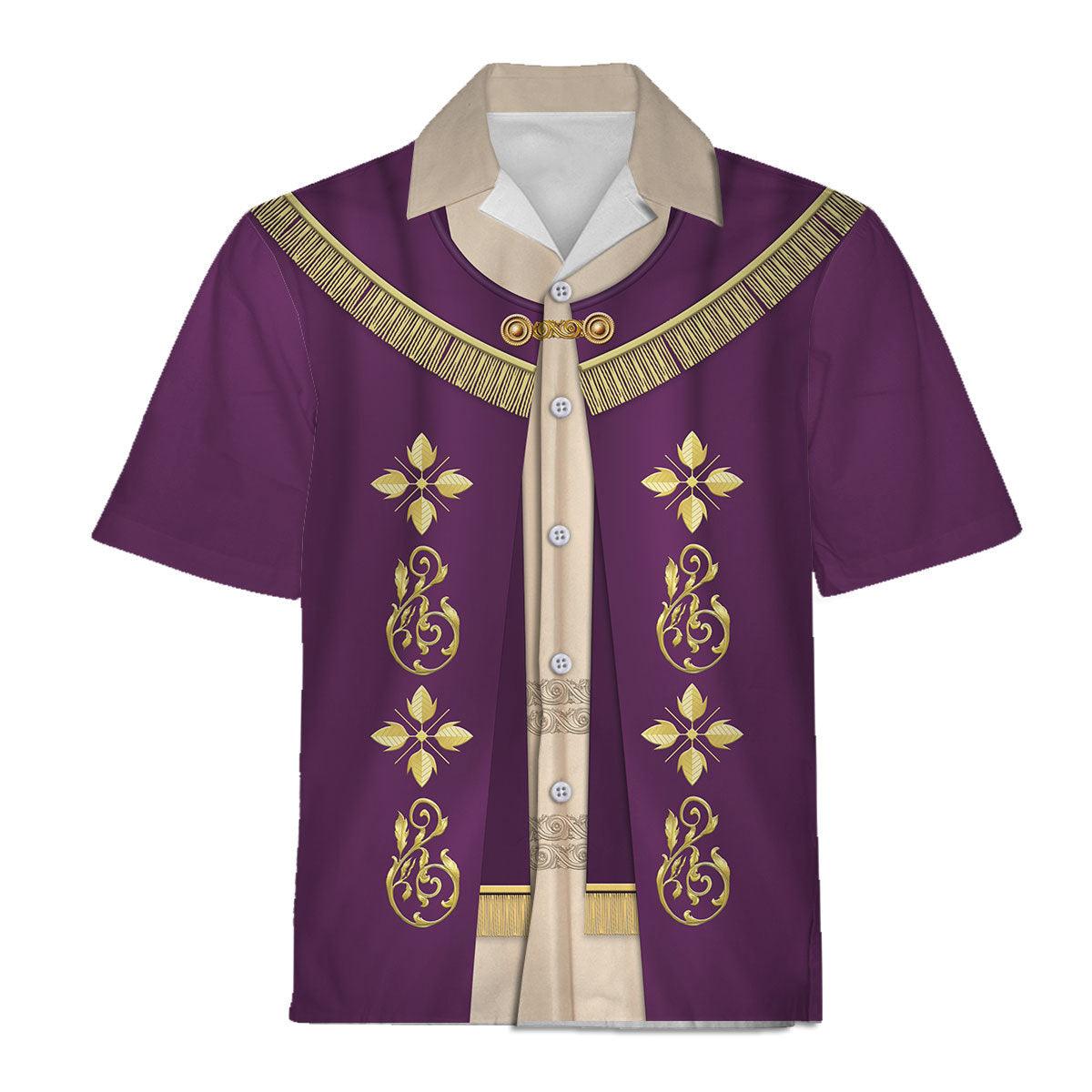 Pope Francis Purple Robe Liturgical Vestment Christianity Hawaiian Shirt