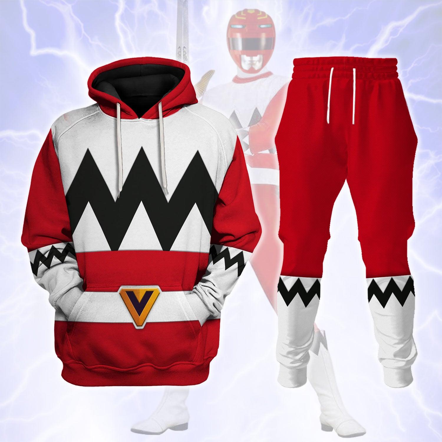 Power Rangers Lost Galaxy Red Costume Hoodie Sweatshirt T-Shirt Tracksuit