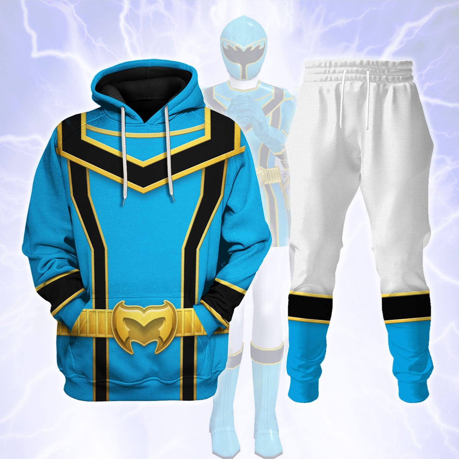 Power Rangers Mystic Force (2006) Blue Costume Hoodie Sweatshirt T-Shirt Tracksuit