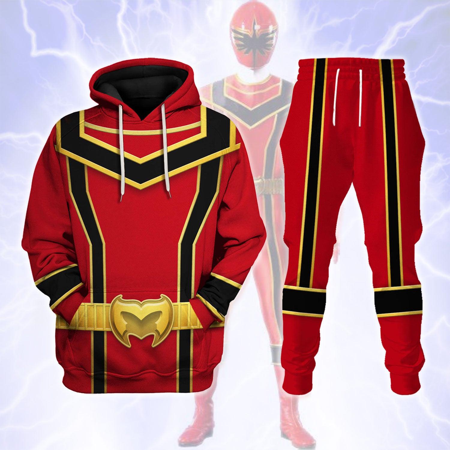 Power Rangers Mystic Force (2006) Red Costume Hoodie Sweatshirt T-Shirt Tracksuit