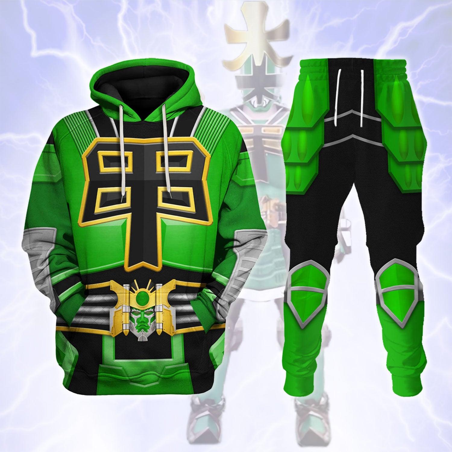 Power Rangers Shogun Green Costume Hoodie Sweatshirt T-Shirt Tracksuit