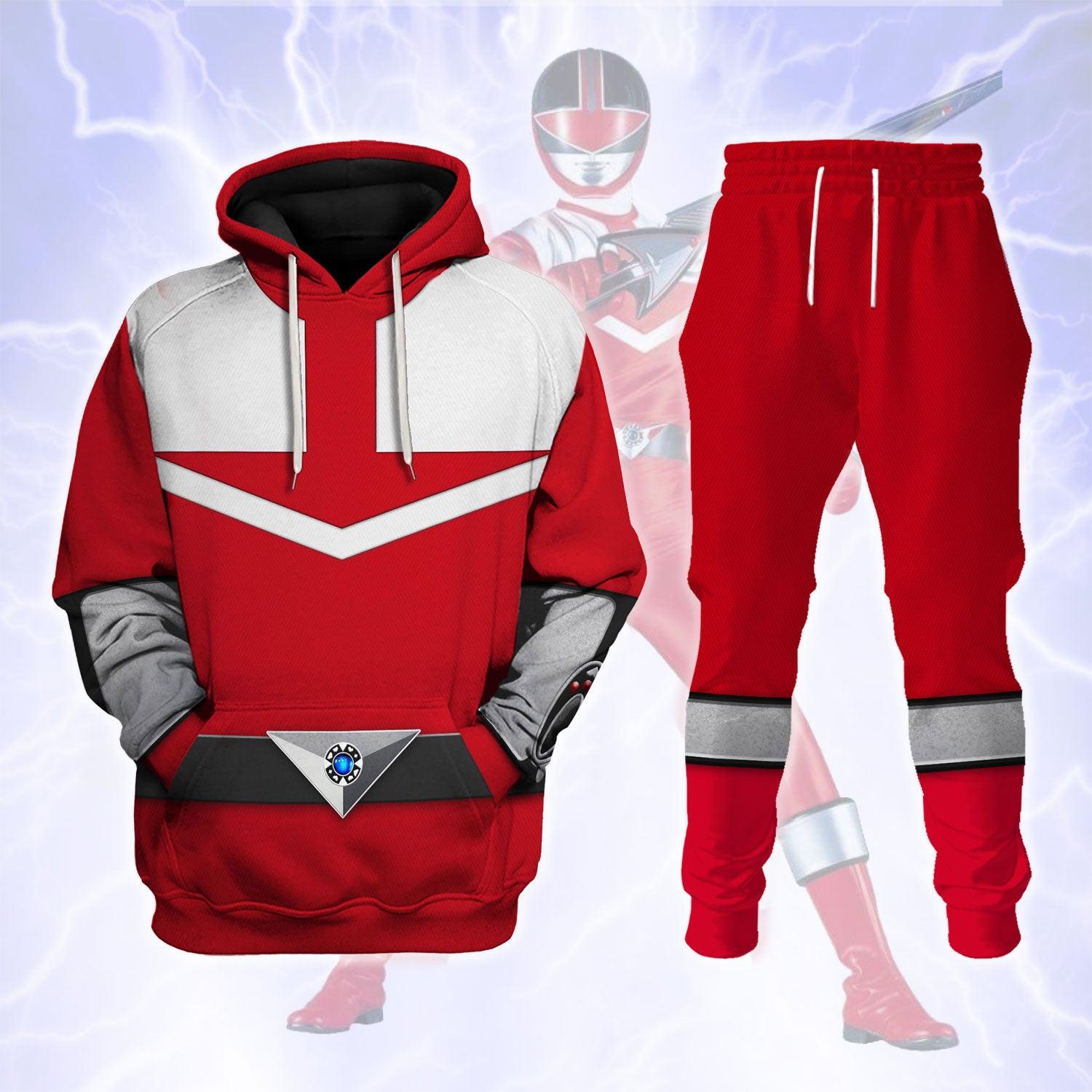 Power Rangers Time Force (2001) Red Hoodies Sweatshirt T-shirt Hawaiian Tracksuit