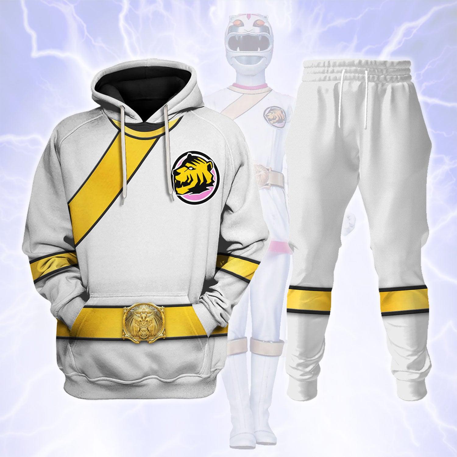 Power Rangers Wild Force White Costume Hoodie Sweatshirt T-Shirt Tracksuit