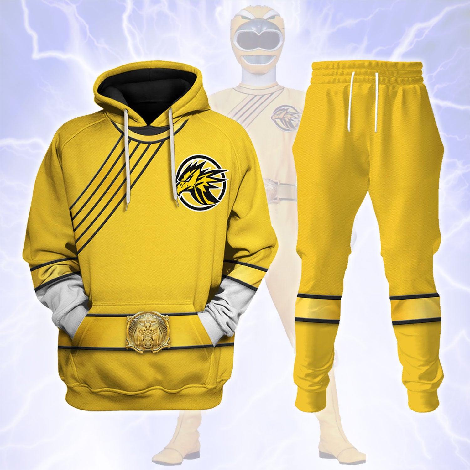 Power Rangers Wild Force Yellow Costume Hoodie Sweatshirt T-Shirt Tracksuit