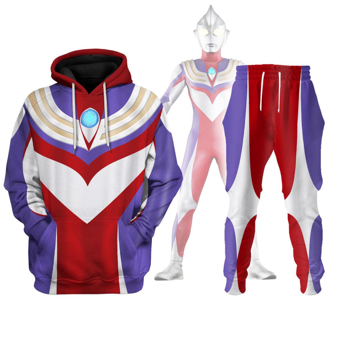 Ultraman Tiga Costume Hoodie Sweatshirt T-Shirt Tracksuit