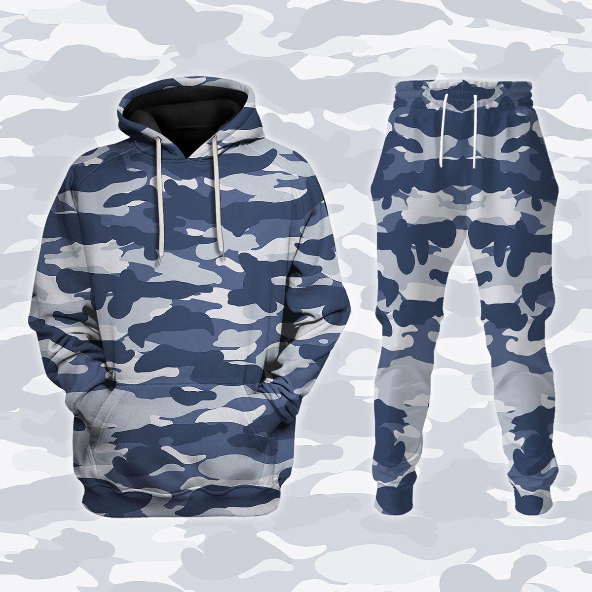 Urban Blue Camo Costume Hoodie Sweatshirt T-Shirt Tracksuit