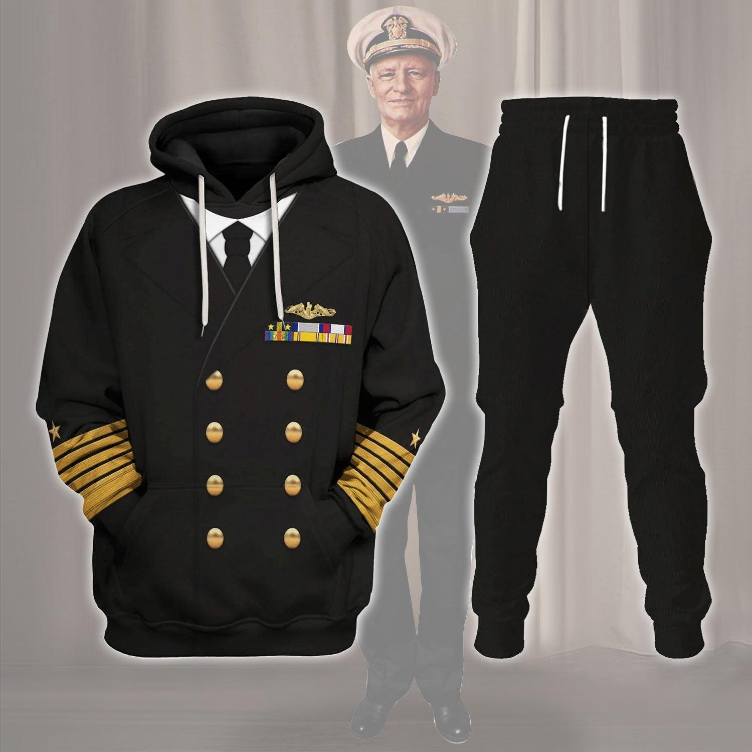 US Navy Fleet Admiral Chester W. Nimitz Costume Hoodie Sweatshirt T-Shirt Tracksuit