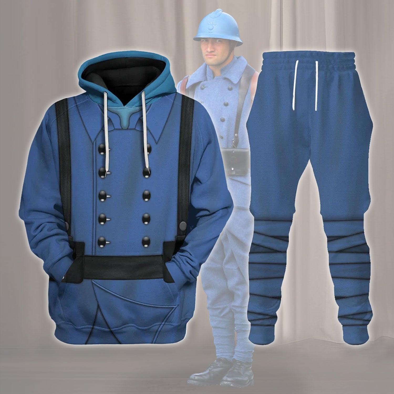 World War 1 French Soldiers Costume Hoodie Sweatshirt T-Shirt Tracksuit