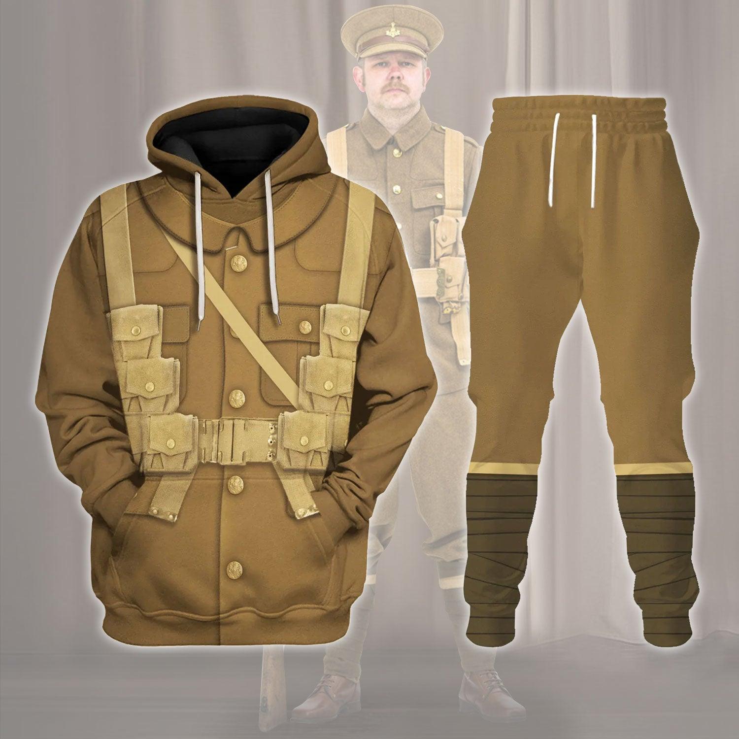 World War I British Soldiers Costume Hoodie Sweatshirt T-Shirt Tracksuit